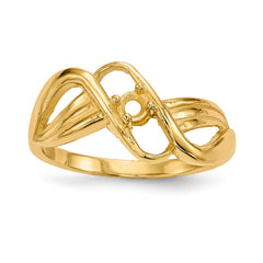 14k Polished 1-Stone Mothers Ring Mounting - 9