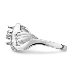 14k White Gold Polished 2-Stone Mothers Ring Mounting - 13