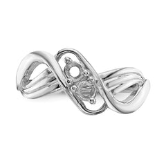 14k White Gold Polished 2-Stone Mothers Ring Mounting - 13