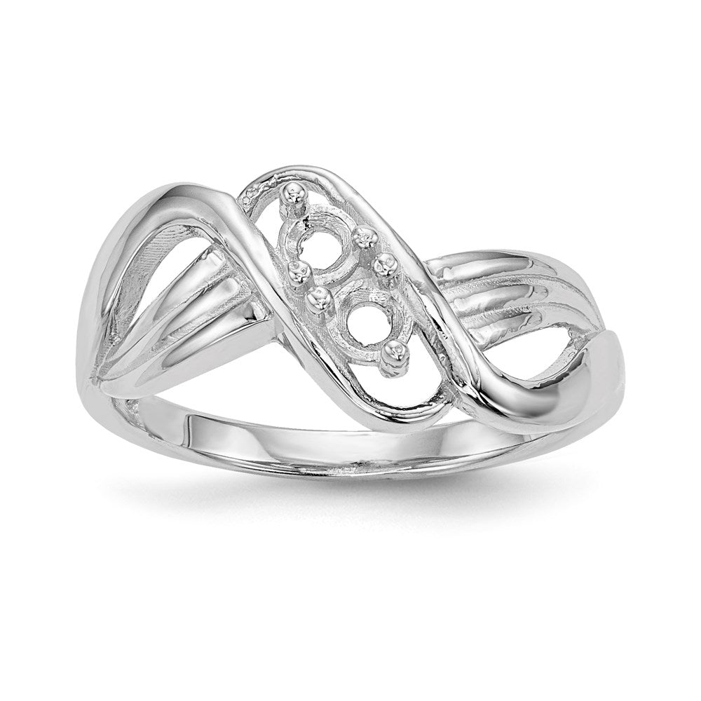 14k White Gold Polished 2-Stone Mothers Ring Mounting - 13