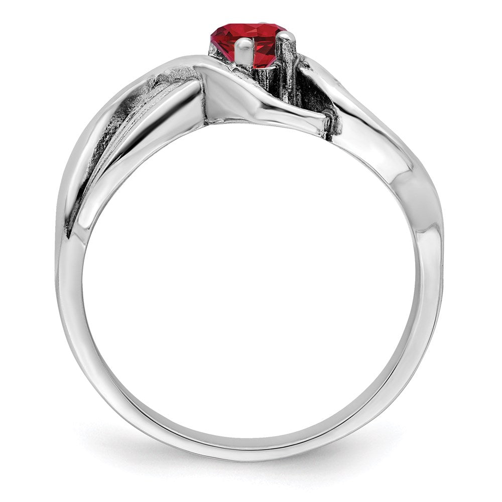 Sterling Silver Rhodium-plated Synthetic 1 Stone Mother's Ring - 21