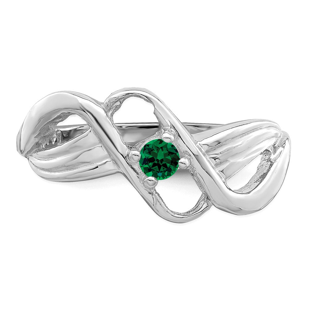Sterling Silver Rhodium-plated Synthetic 1 Stone Mother's Ring - 21