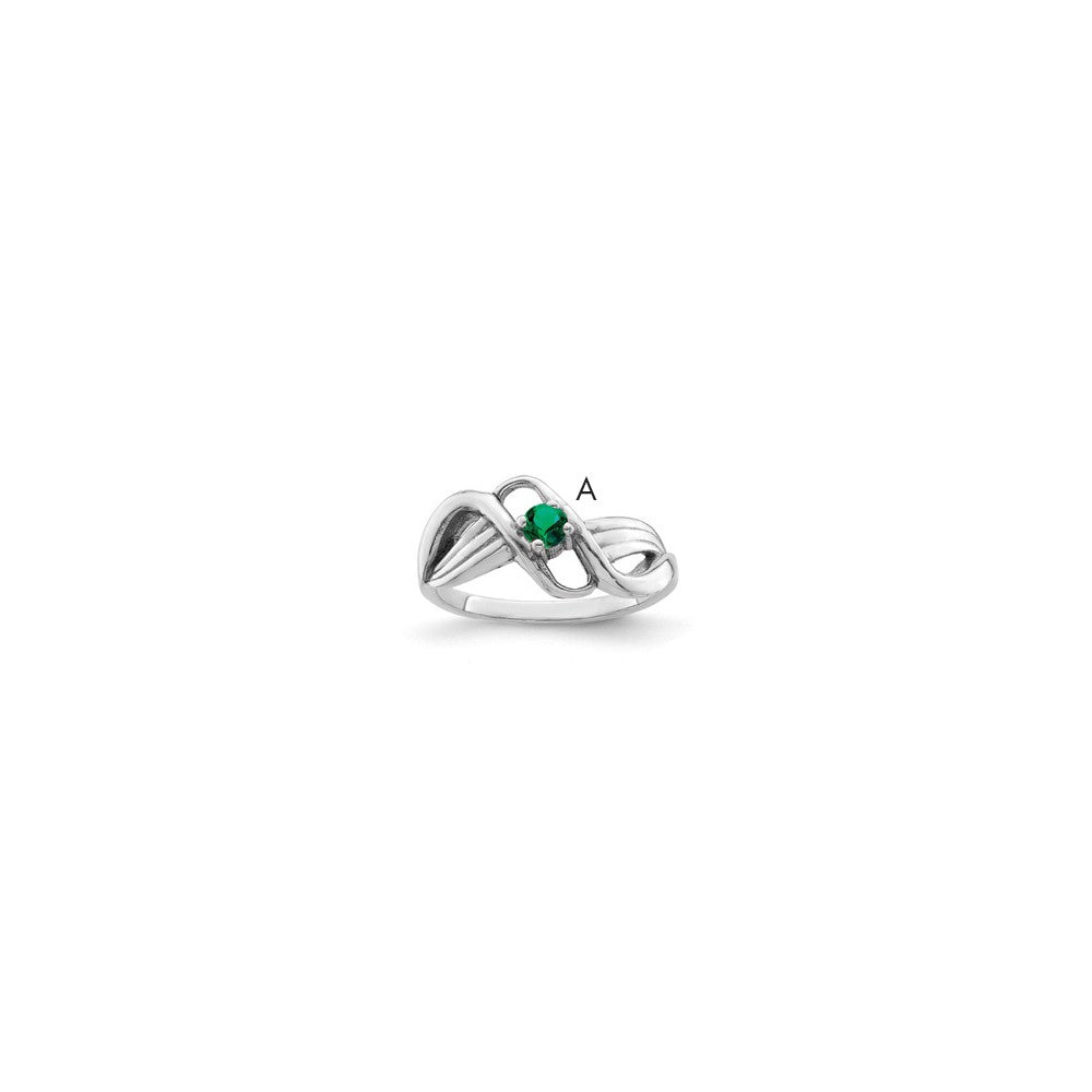 Sterling Silver Rhodium-plated Synthetic 1 Stone Mother's Ring - 21
