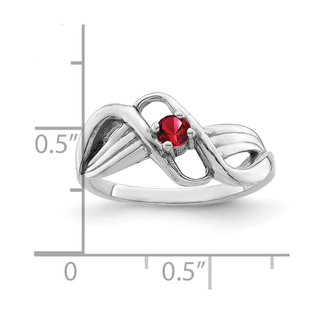 Sterling Silver Rhodium-plated Synthetic 1 Stone Mother's Ring - 21