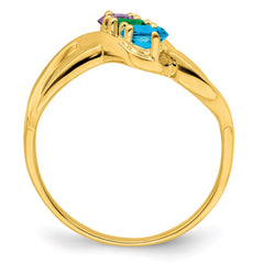 14k Synthetic 3 stone Family Jewelry Ring