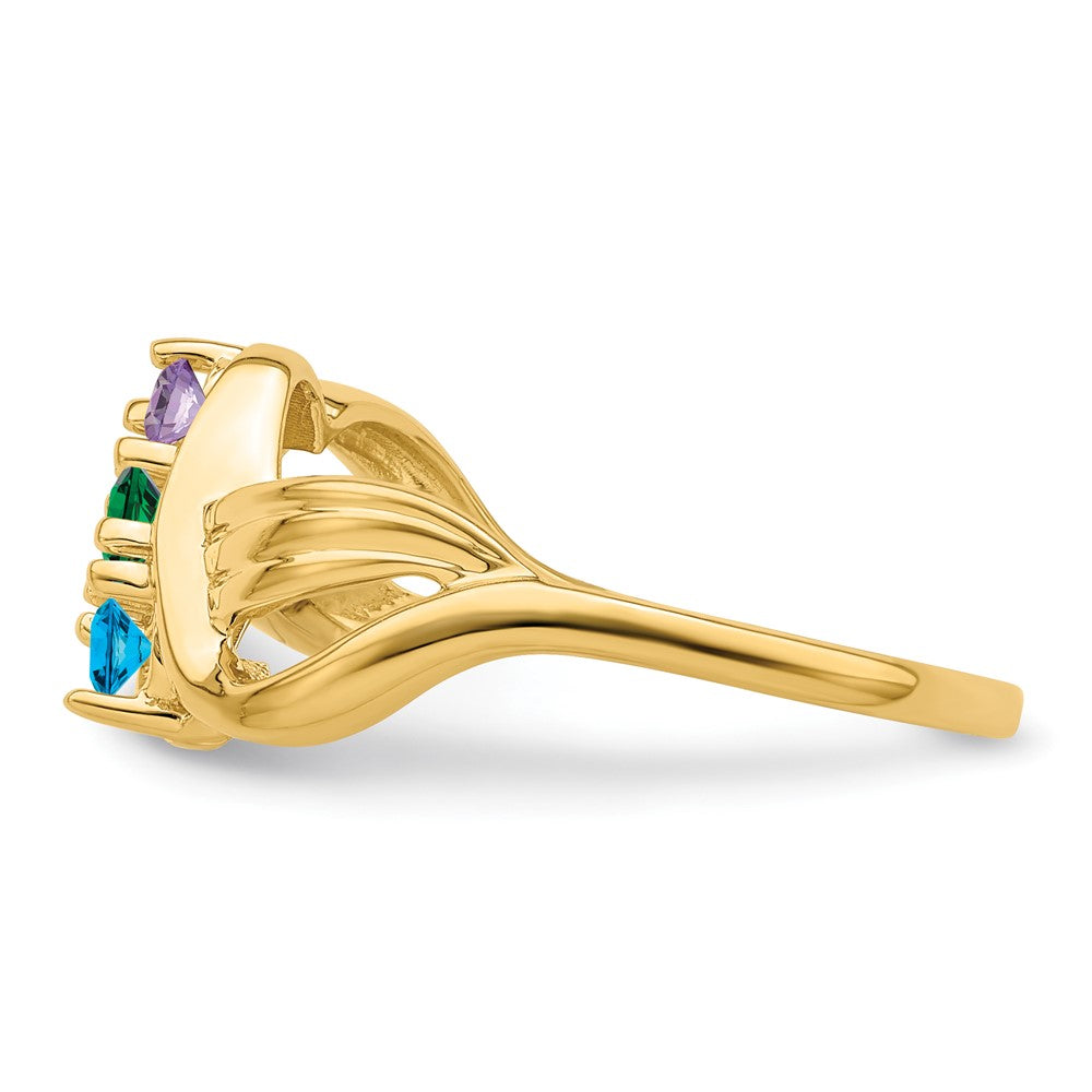 14k Synthetic 3 stone Family Jewelry Ring