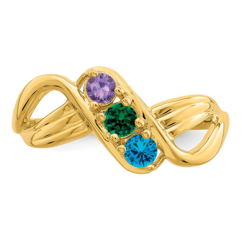 14k Synthetic 3 stone Family Jewelry Ring