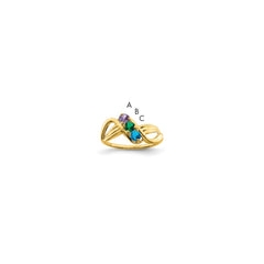 14k Synthetic 3 stone Family Jewelry Ring