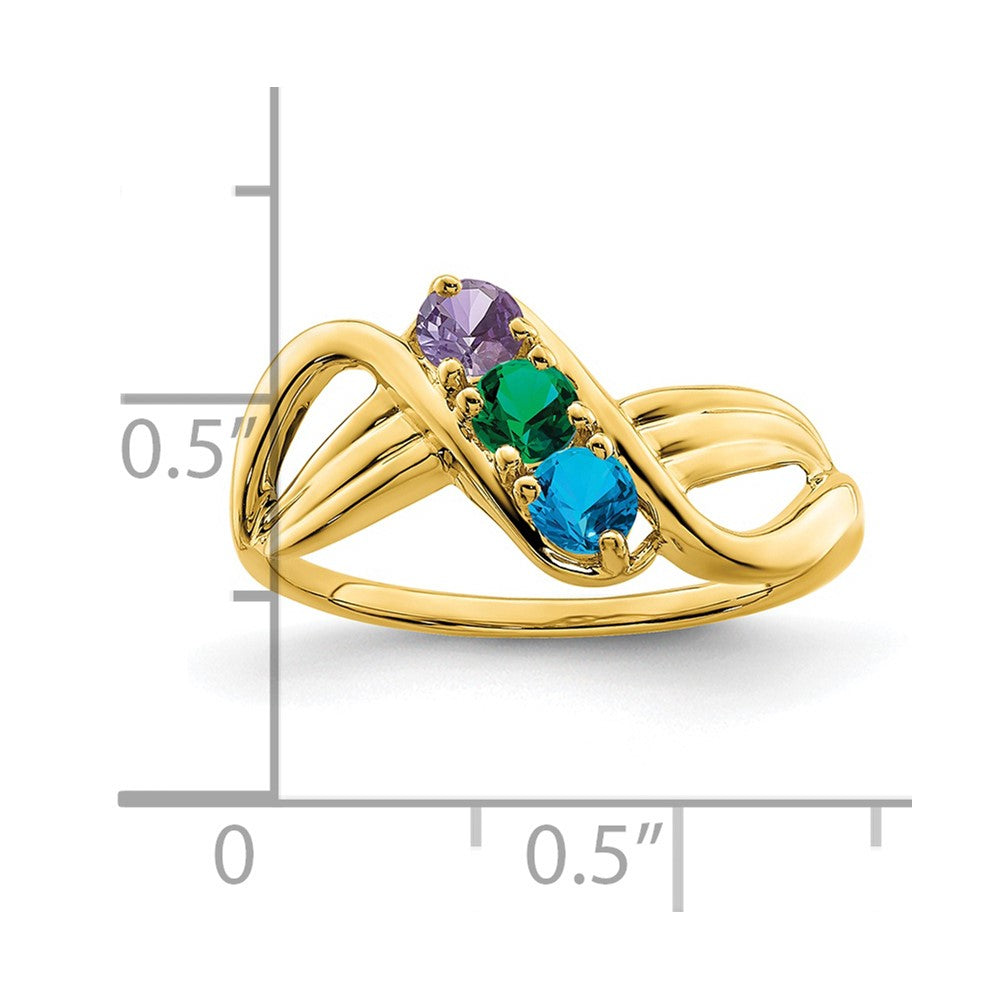 14k Synthetic 3 stone Family Jewelry Ring