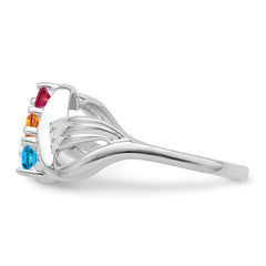 Sterling Silver Rhodium-plated Synthetic 3 Stone Mother's Ring - 99