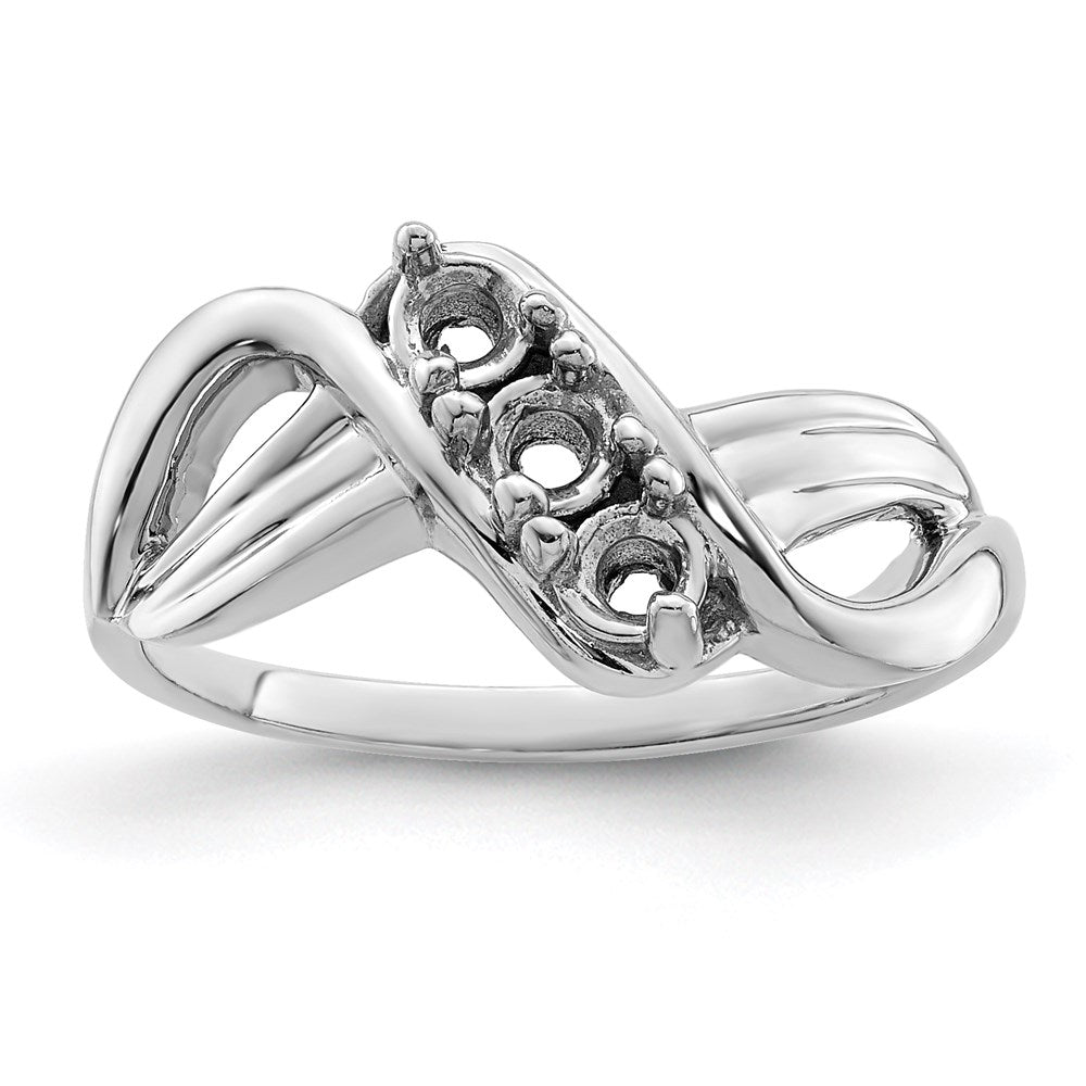 Sterling Silver Rhodium-plated Synthetic 3 Stone Mother's Ring - 100