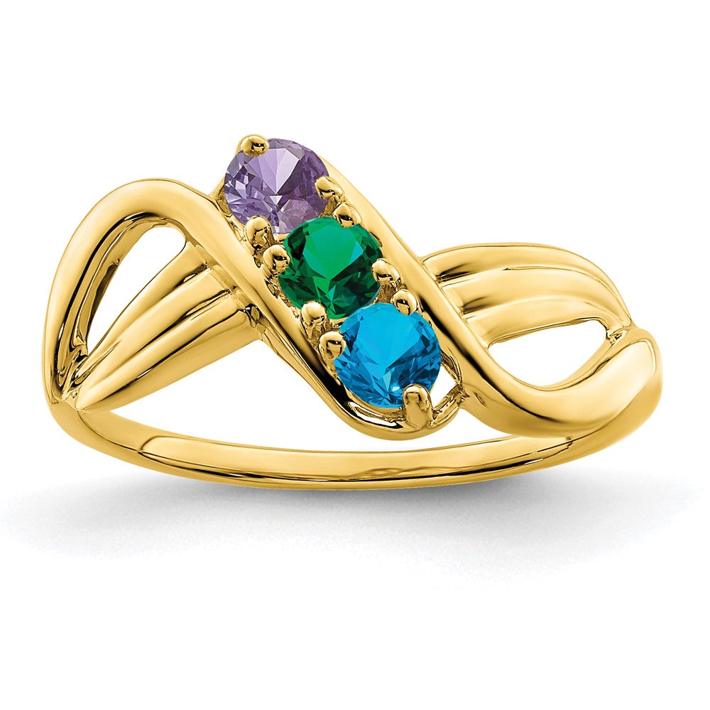 14k Polished 3-Stone Mothers Ring Mounting - 15