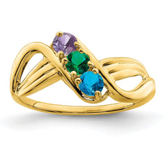 14k Polished 3-Stone Mothers Ring Mounting - 15