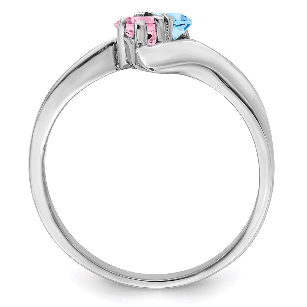 14k White Gold Synthetic Family Jewelry Ring - 85