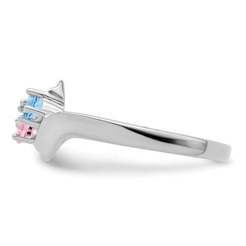 14k White Gold Synthetic Family Jewelry Ring - 85