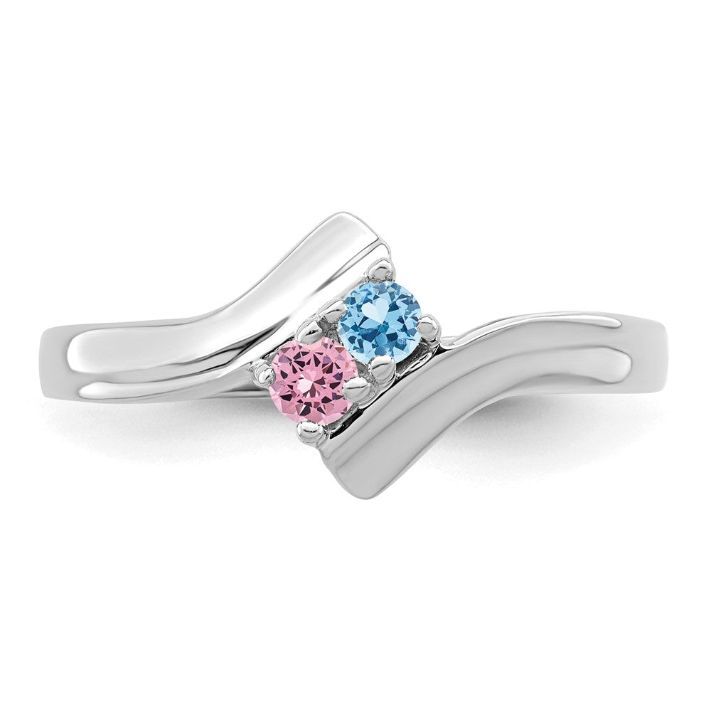14k White Gold Synthetic Family Jewelry Ring - 85