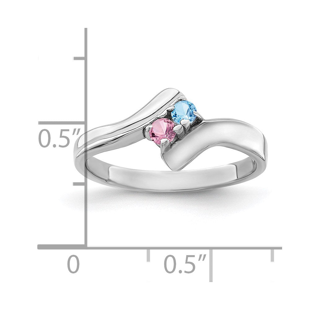14k White Gold Synthetic Family Jewelry Ring - 85
