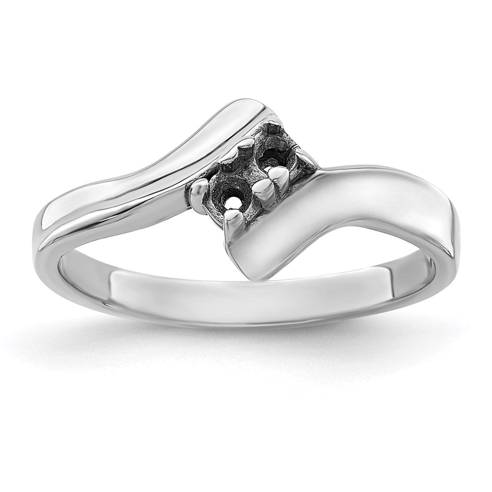 14k White Gold Genuine 2 Stone Mother's Ring - 11