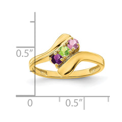 14k Polished 3-Stone Mothers Ring Mounting - 8