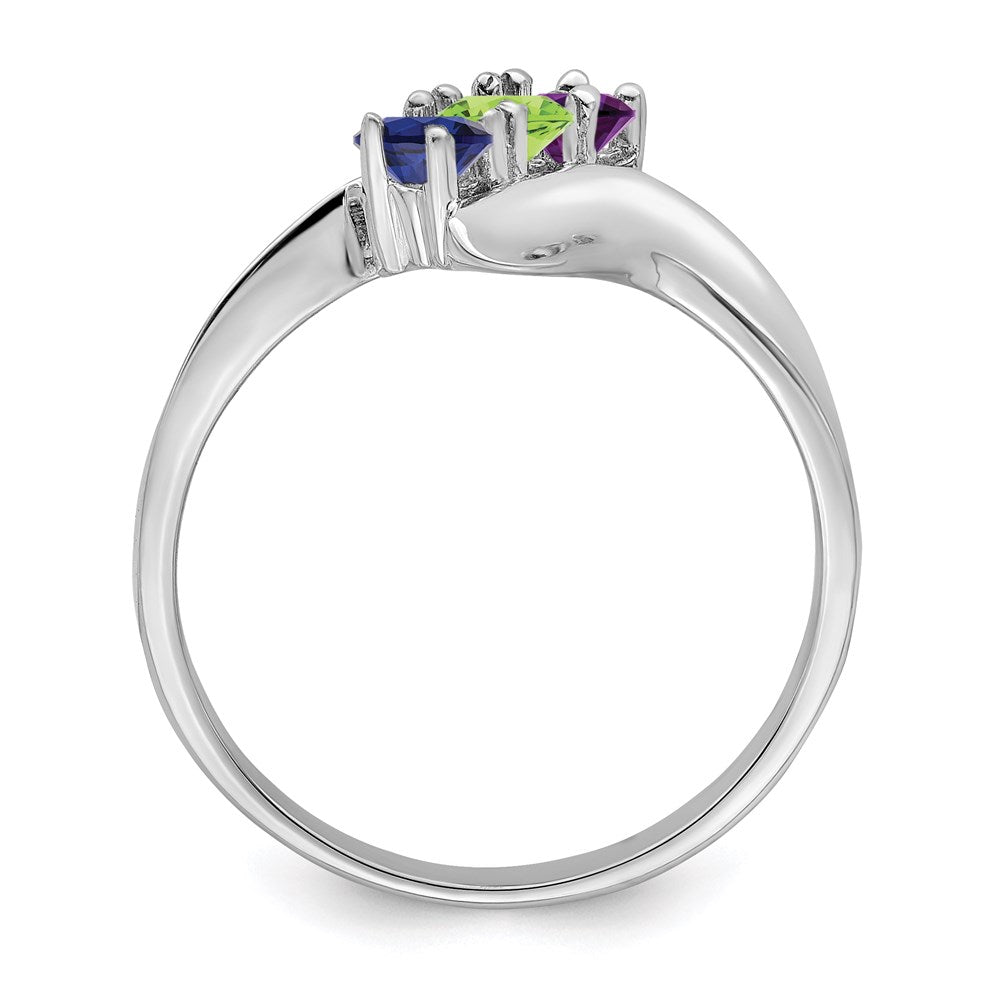 14k White Gold Synthetic Family Jewelry Ring - 87