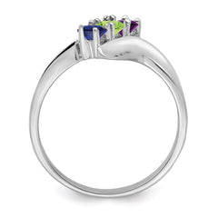14k White Gold Synthetic Family Jewelry Ring - 87