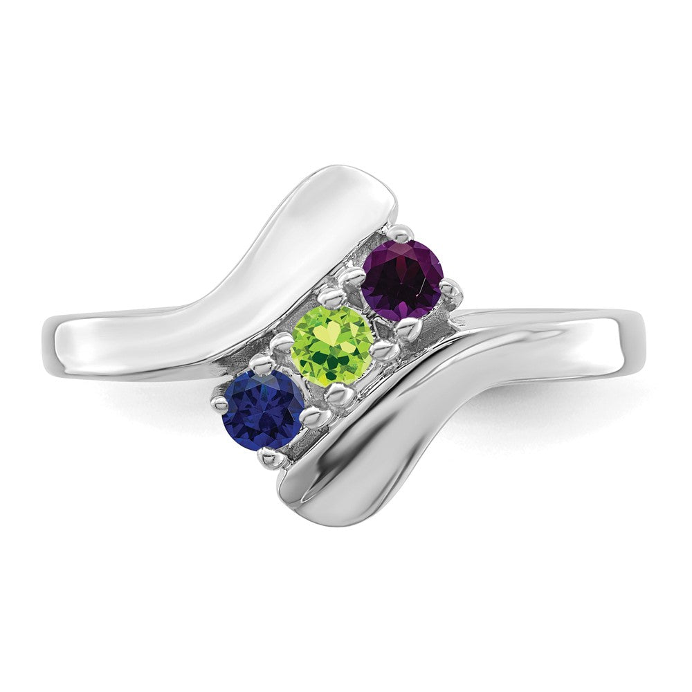 14k White Gold Synthetic Family Jewelry Ring - 87