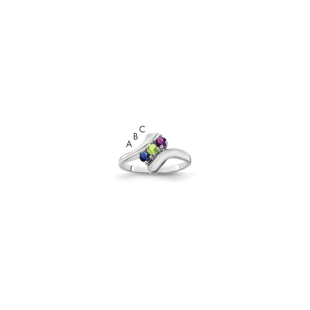 10k White Gold Synthetic Family Jewelry Ring - 10