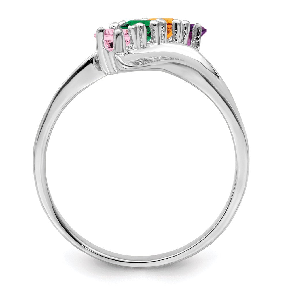 Sterling Silver Rhodium-plated Synthetic 4 Stone Mother's Ring - 96