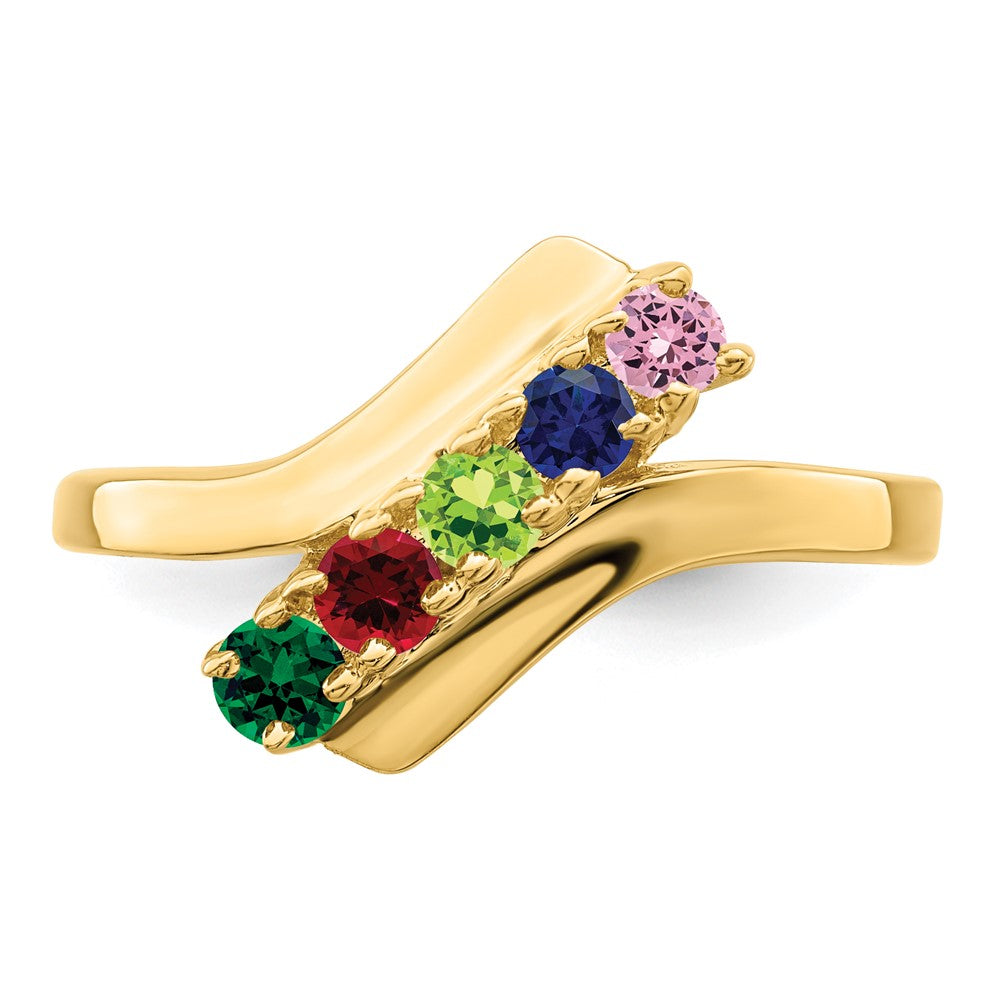 14k Genuine 5 Stone Mother's Ring - 11