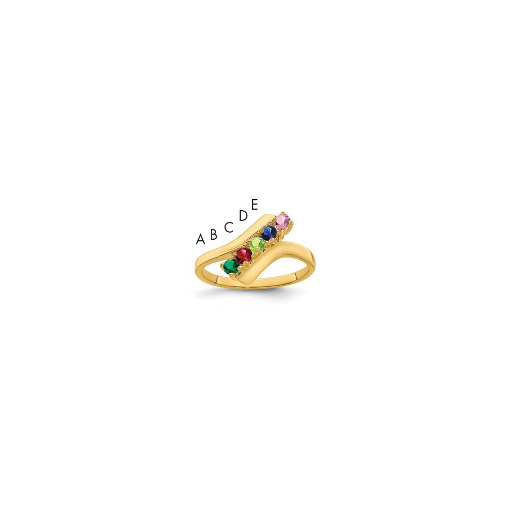 14k Genuine 5 Stone Mother's Ring - 11