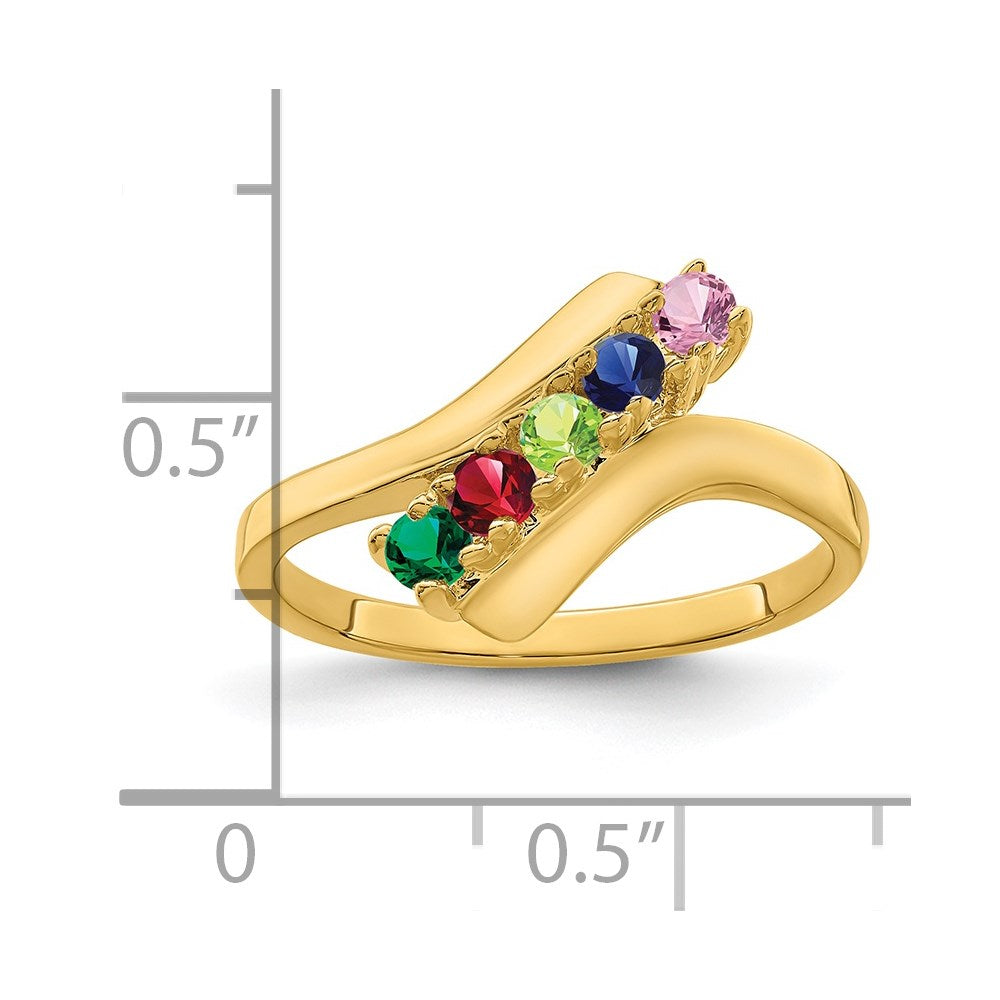 14k Genuine 5 Stone Mother's Ring - 11
