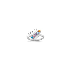 Sterling Silver Rhodium-plated Synthetic 5 Stone Mother's Ring - 5