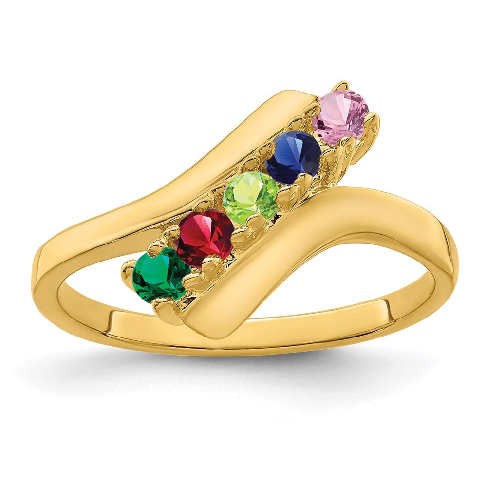 14k Genuine 5 Stone Mother's Ring - 11