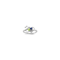 Sterling Silver Rhodium-plated Synthetic 2 Stone Mother's Ring - 83