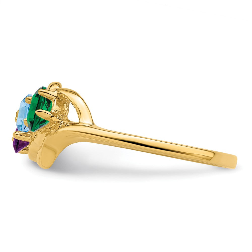 14k Genuine 3 Stone Mother's Ring - 13
