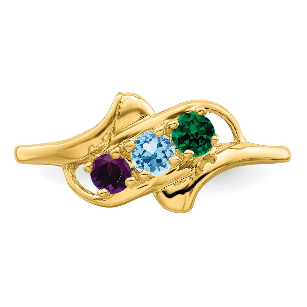 14k Genuine 3 Stone Mother's Ring - 13