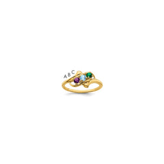 14k Genuine 3 Stone Mother's Ring - 13
