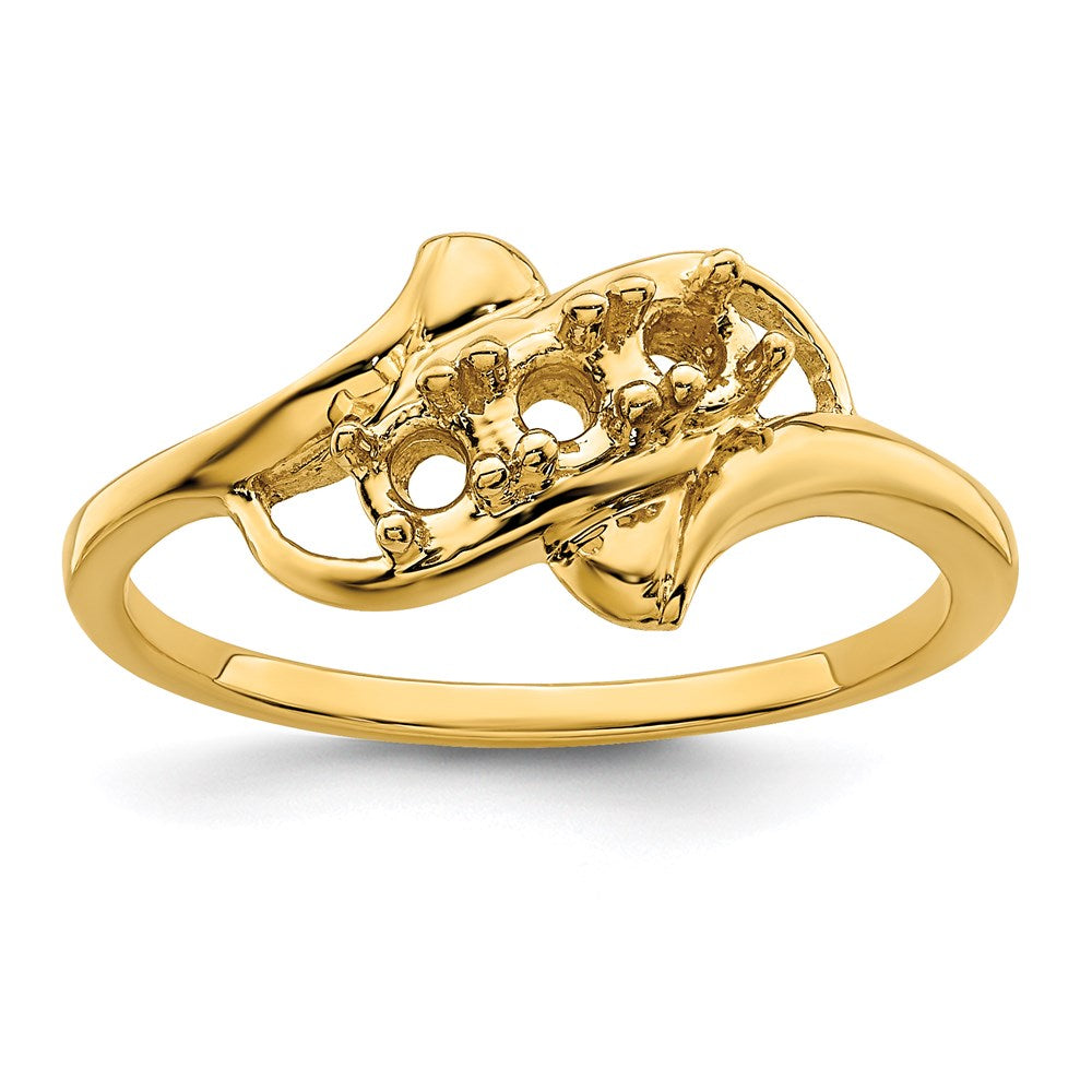14k Genuine 3 Stone Mother's Ring - 13