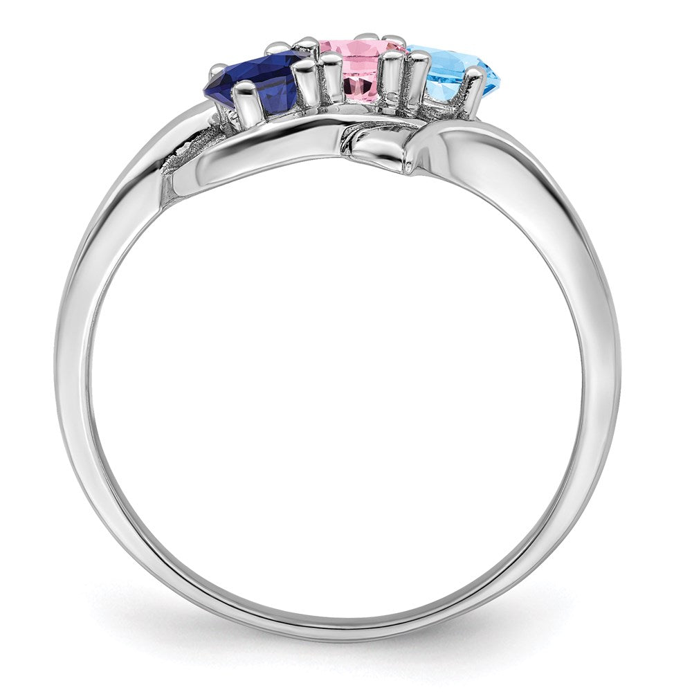 14k White Gold Synthetic Family Jewelry Ring - 69