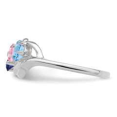 14k White Gold Synthetic Family Jewelry Ring - 69