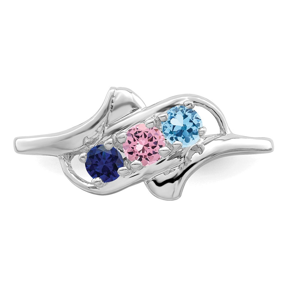 14k White Gold Synthetic Family Jewelry Ring - 69