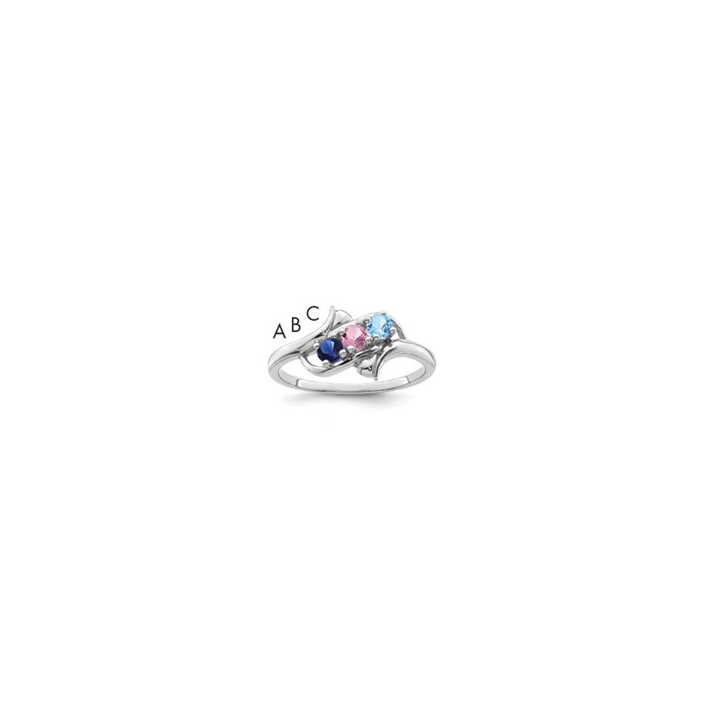 14k White Gold Synthetic Family Jewelry Ring - 69