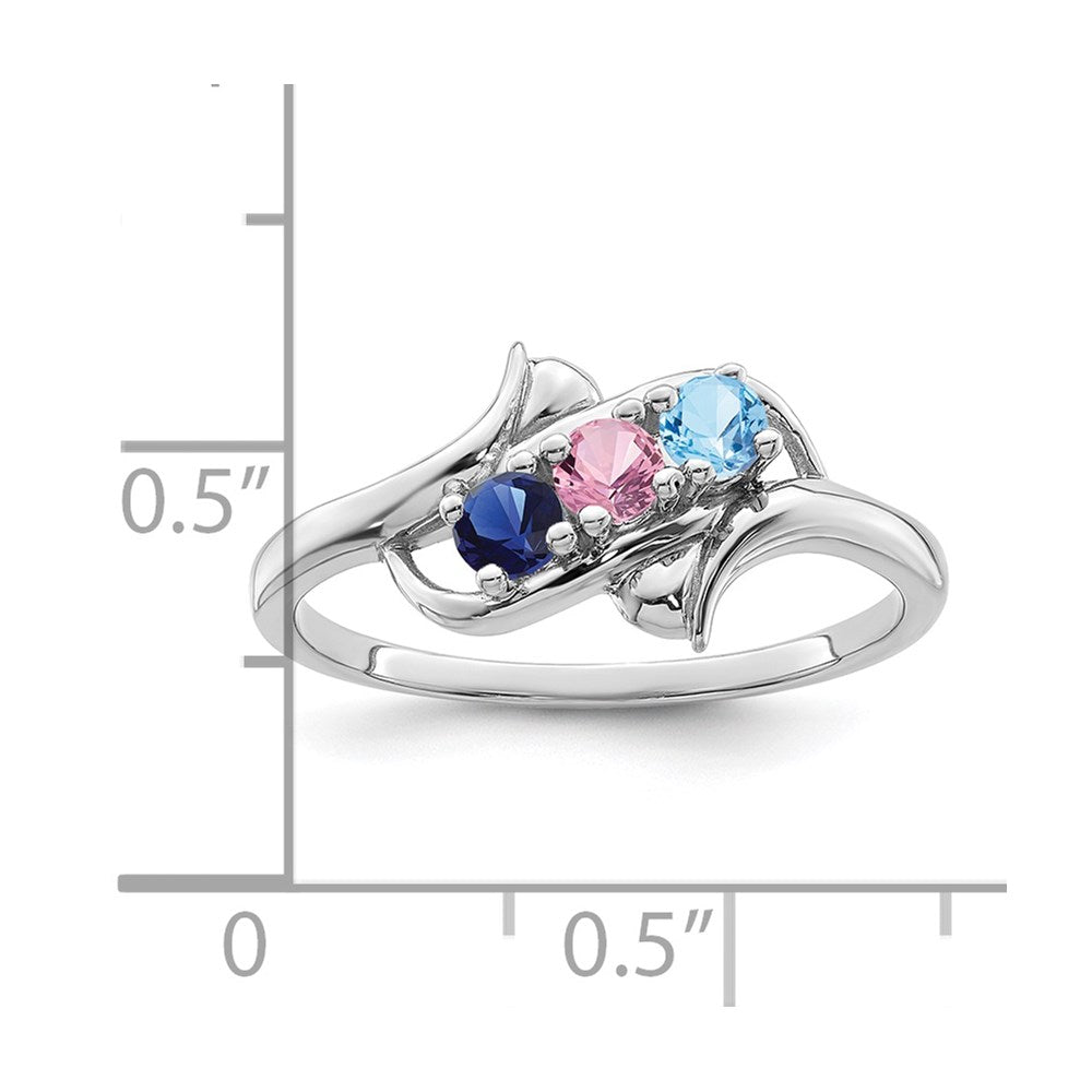 14k White Gold Synthetic Family Jewelry Ring - 69