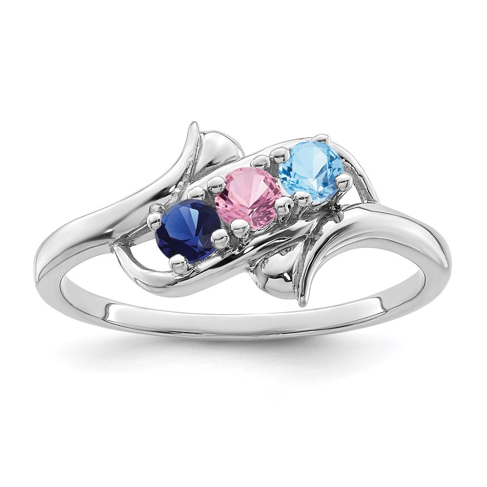 14k White Gold Synthetic Family Jewelry Ring - 69