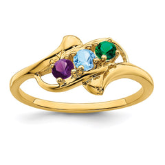 14k Genuine 3 Stone Mother's Ring - 13