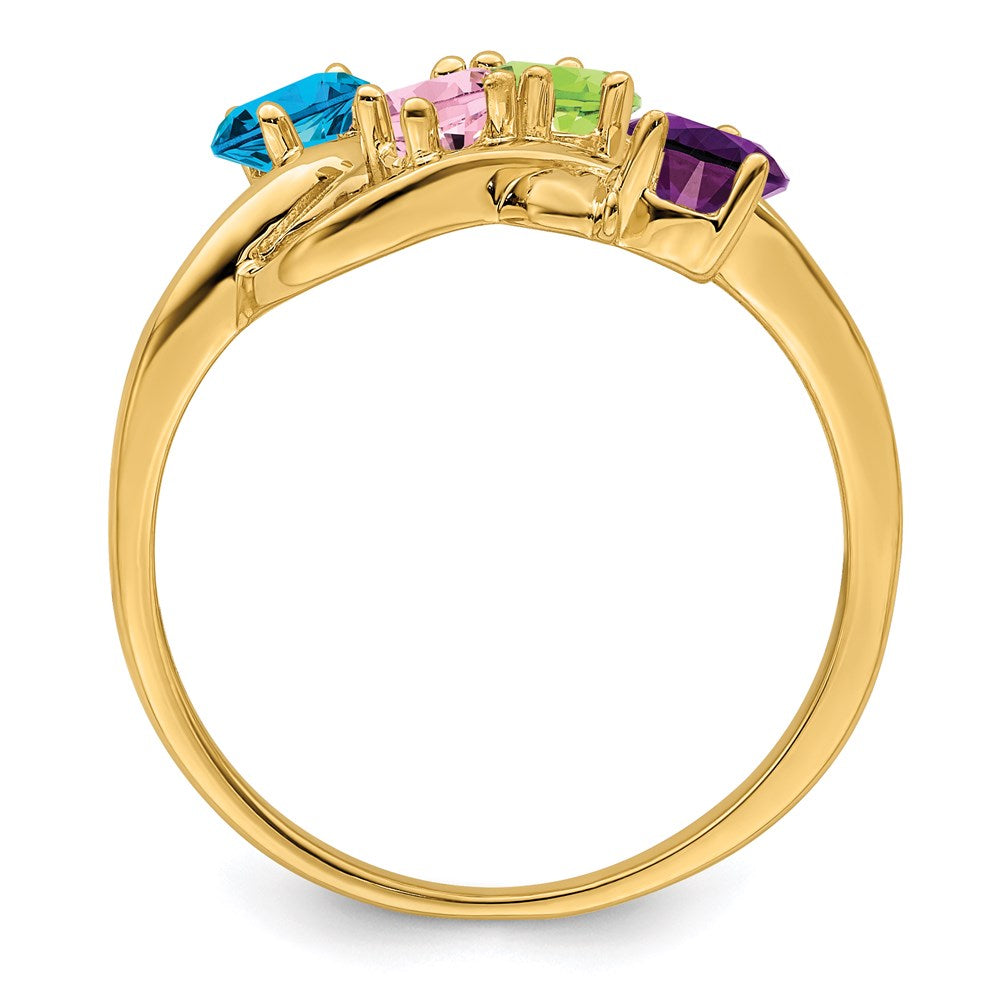 14k Genuine 4 Stone Mother's Ring - 11