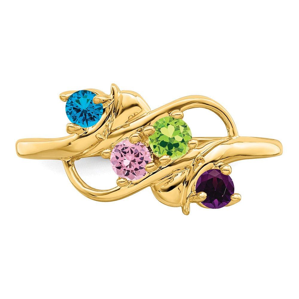 14k Genuine 4 Stone Mother's Ring - 11