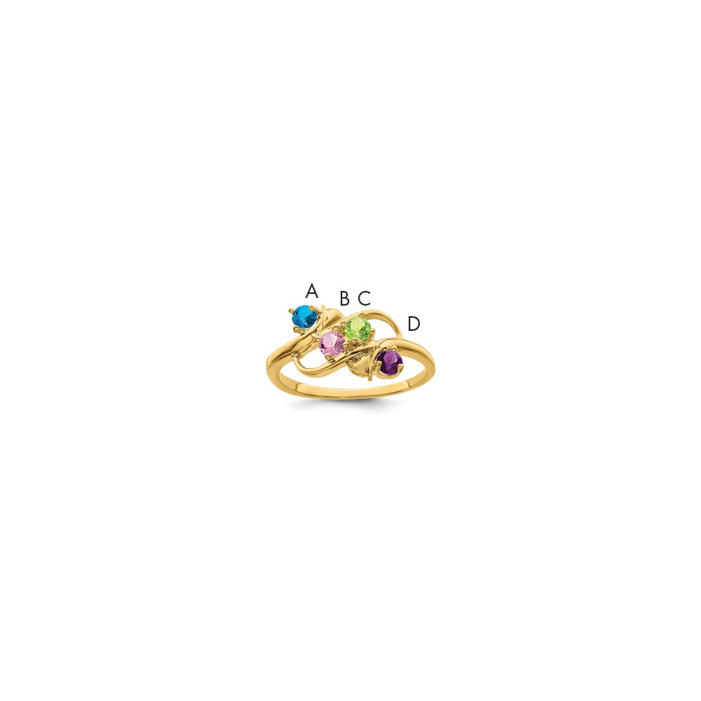 14k Genuine 4 Stone Mother's Ring - 11