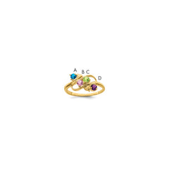 14k Genuine 4 Stone Mother's Ring - 11