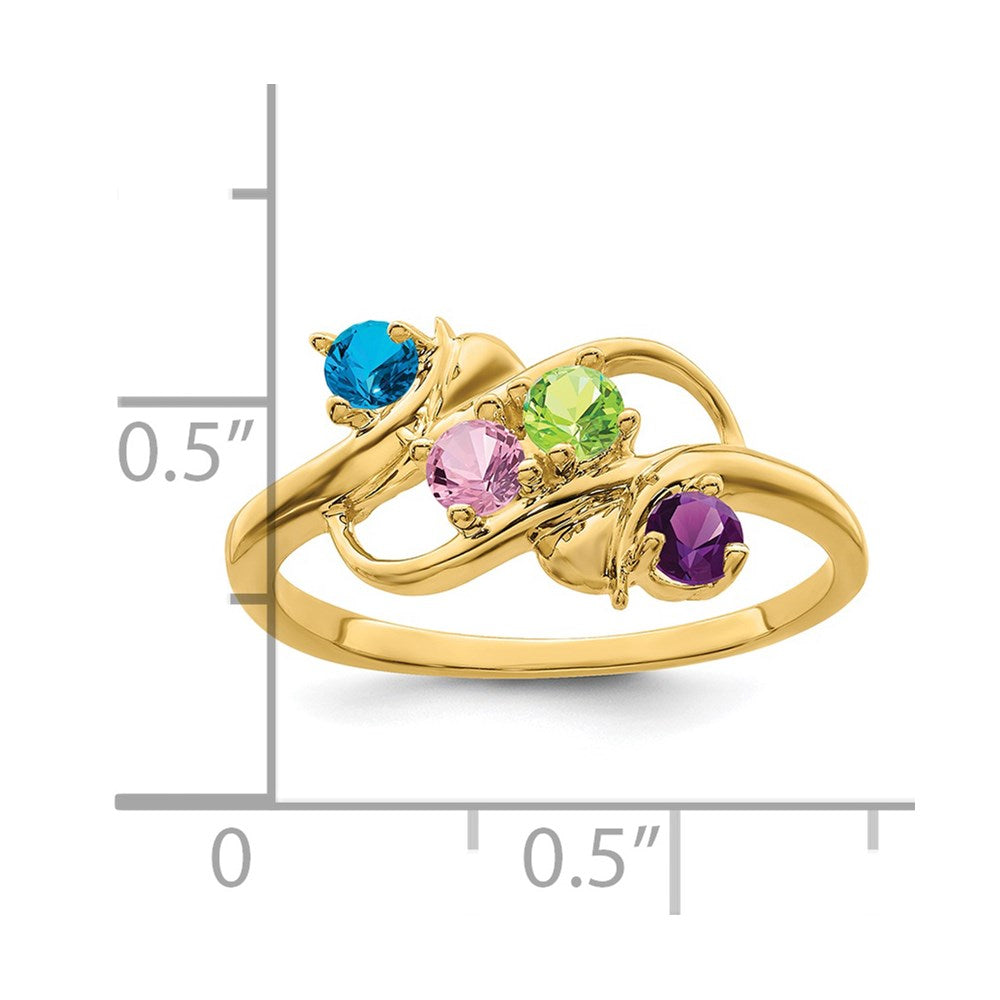 14k Genuine 4 Stone Mother's Ring - 11